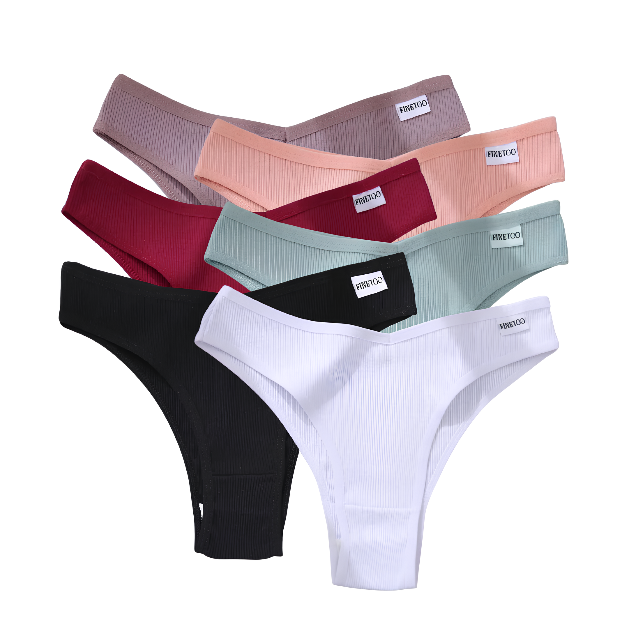 6PCS Women Waffle Cotton Panties Sexy V-Waist Underwear Mluti